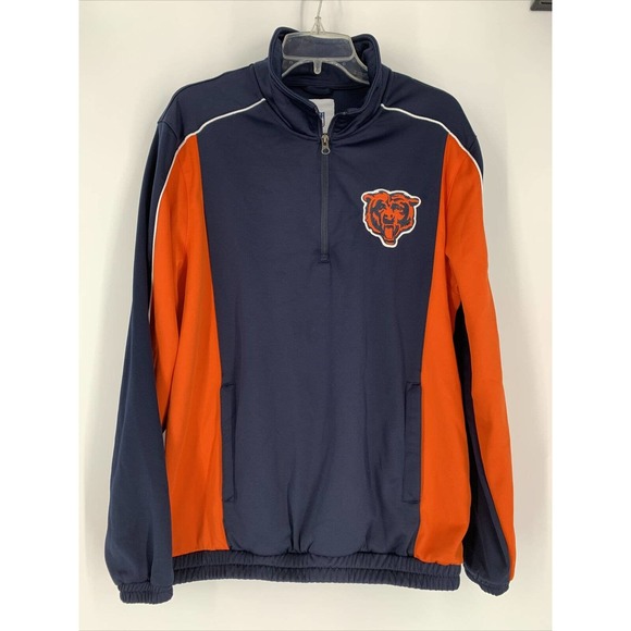Mens NFL Team Apparel CHICAGO‎ BEARS Quarter Zip Pullover Sweatshirt Sz L - Picture 1 of 6